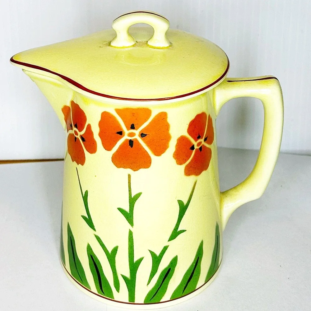 Vintage I L Duce Poppy Flower Lidded Pitcher 6.25